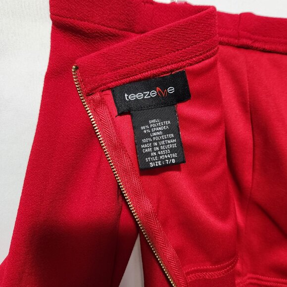 Teeze Me Red Off Shoulder Ruffled Sleeve Cocktail Dress - Size 7/8 - Picture 5 of 12